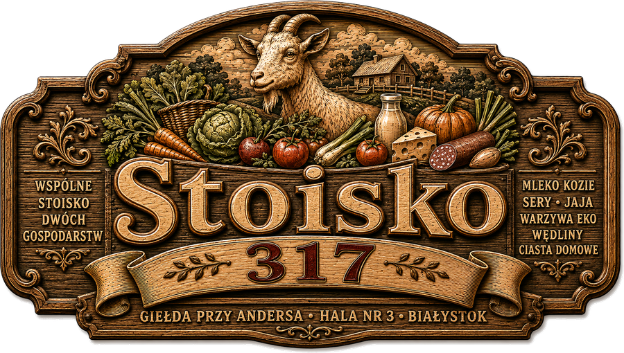 Stoisko 317 — wspólne stoisko dwóch gospodarstw, Giełda przy Andersa, Hala nr 3, Białystok